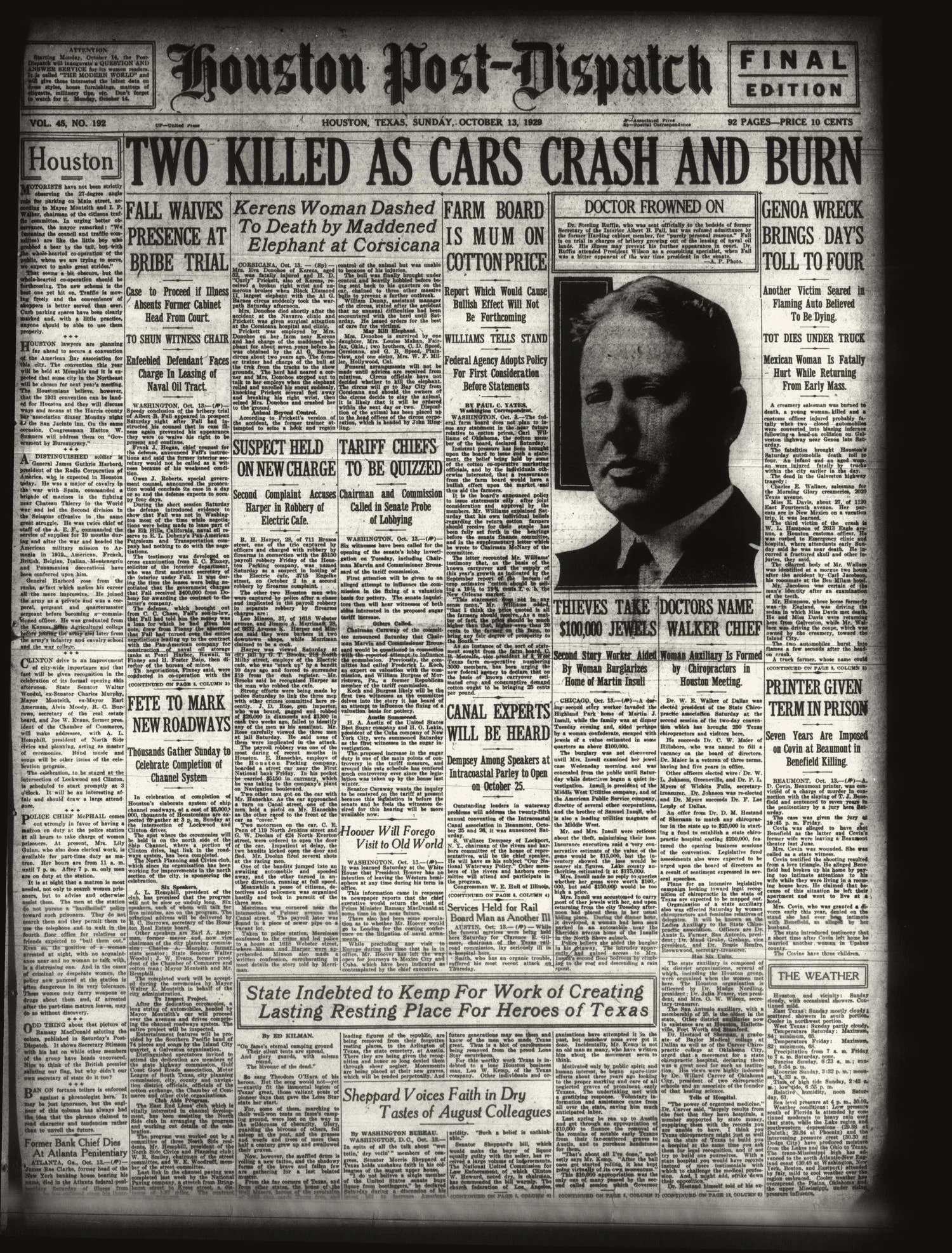 Houston Post-Dispatch (Houston, Tex.), Vol. 45, No. 192, Ed. 1 Sunday, October 13, 1929